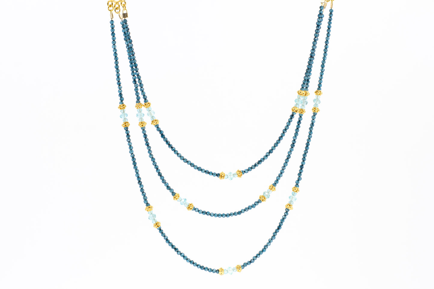 Blue quartz and topaz Triple Strand