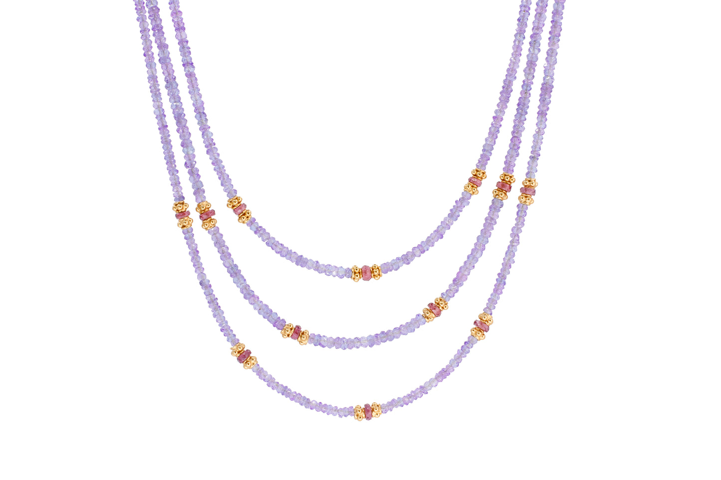 Tanzanite and Garnet Triple Strand