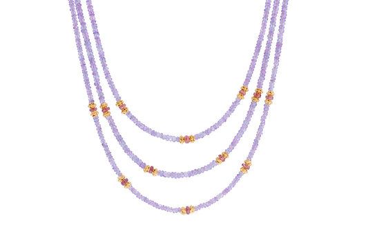 Tanzanite and Garnet Triple Strand