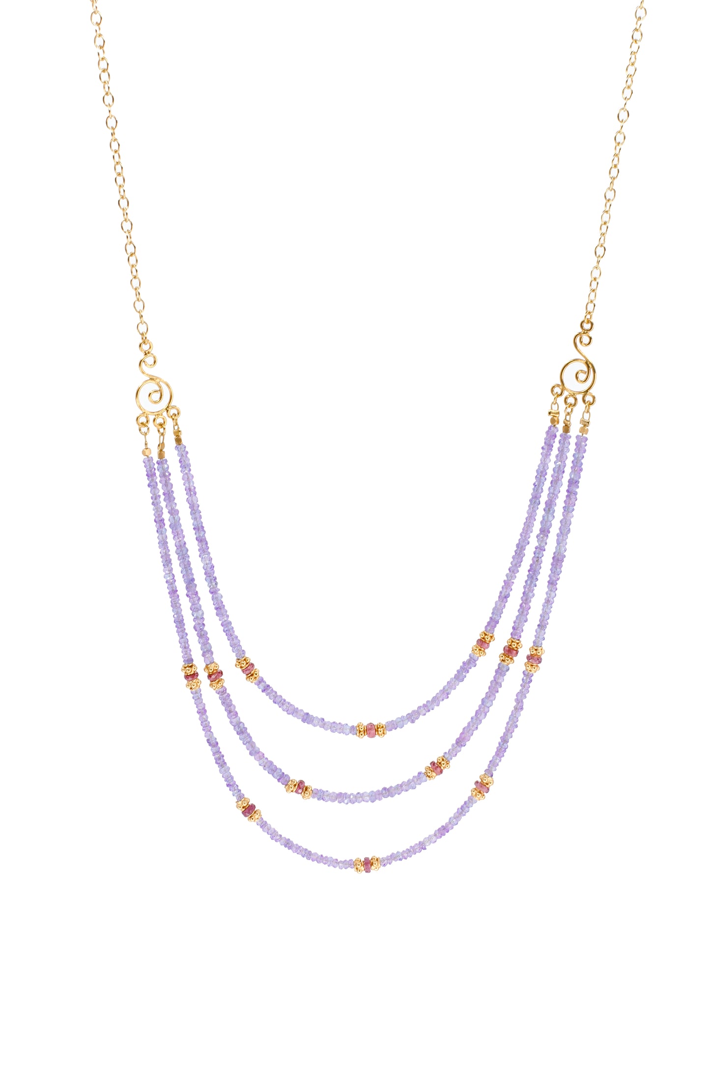 Tanzanite and Garnet Triple Strand