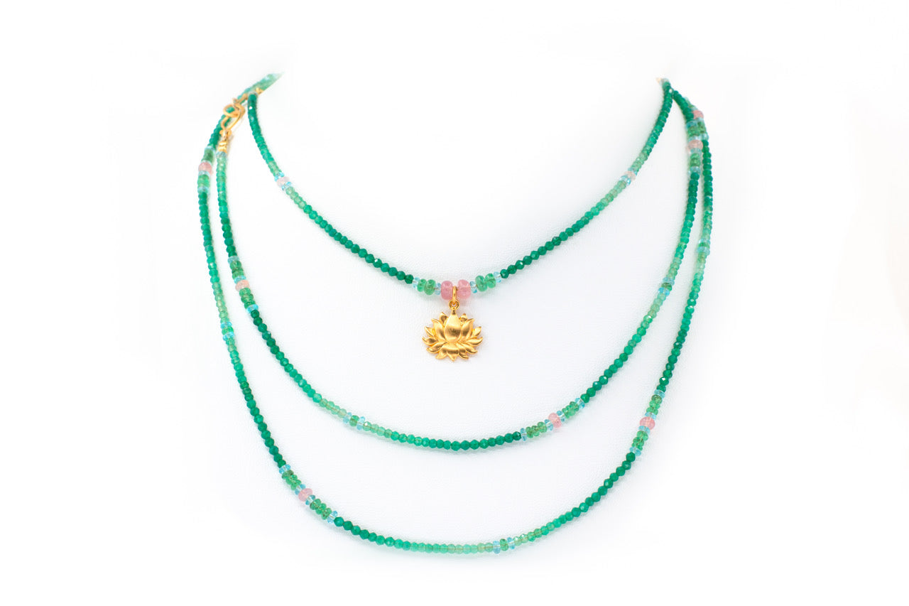 Golden Lotus Long Gem Chain