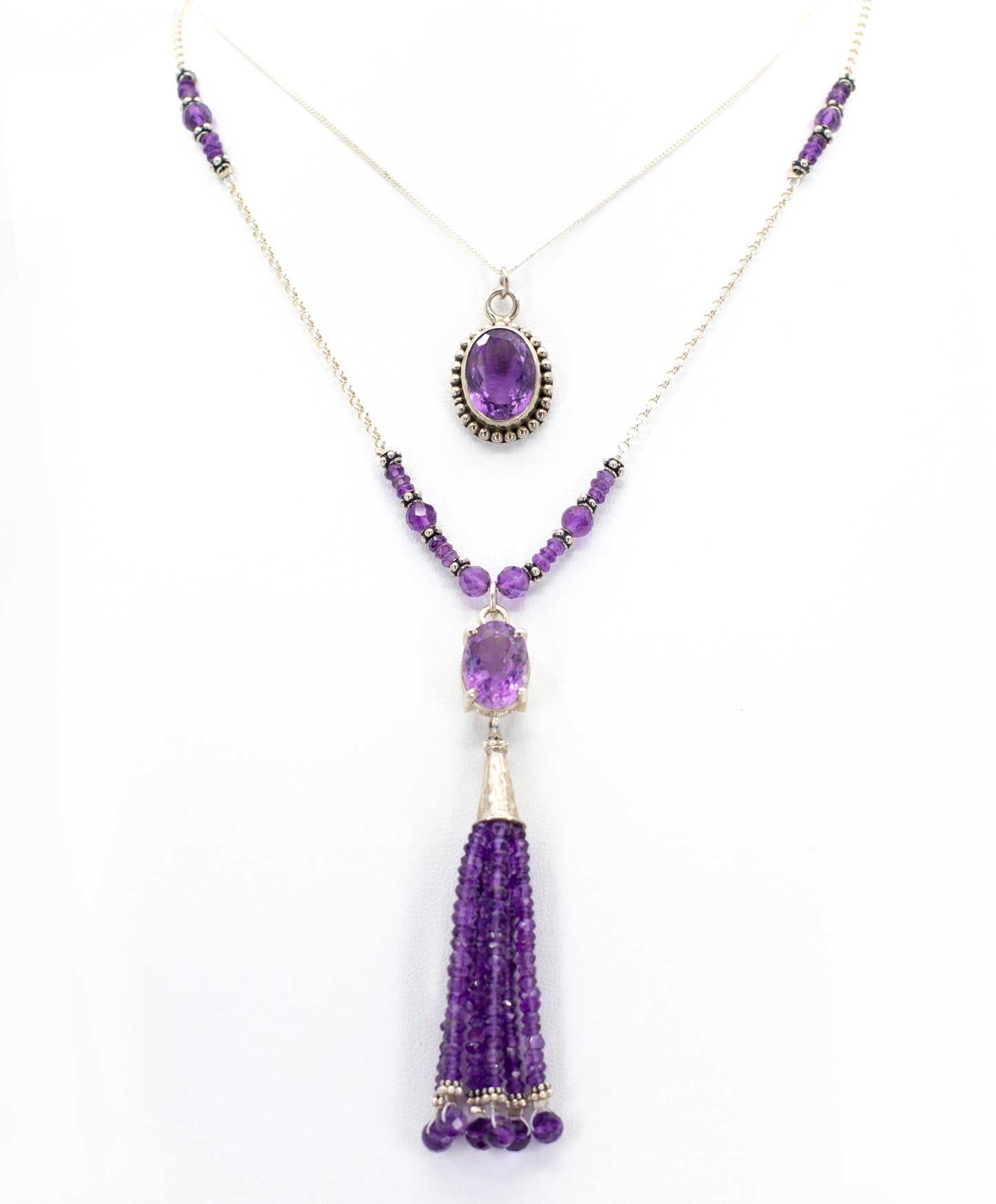 Silver Amethyst Necklace Set